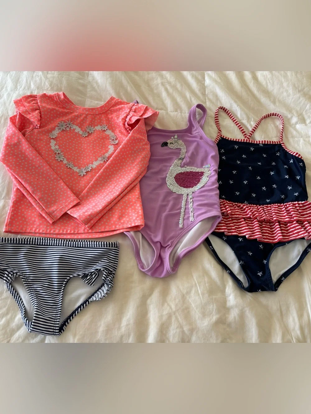 Girls 4T Swim bathing suit Flamingo Striped Stars Rash Guard Carter's cat & jack